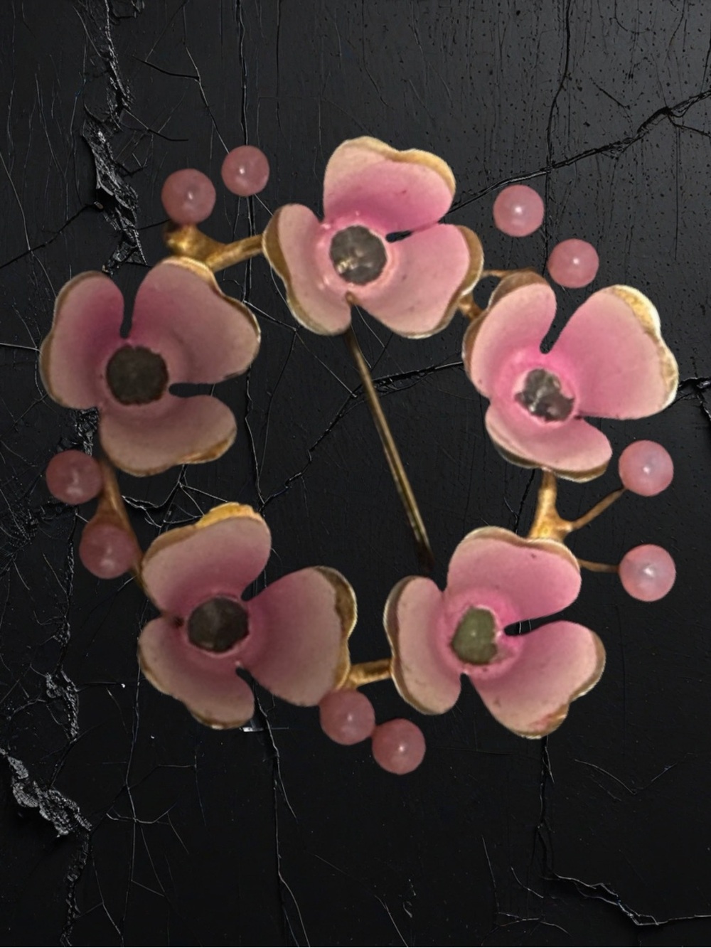 Very Rare Delicate Pink Floral Brooch